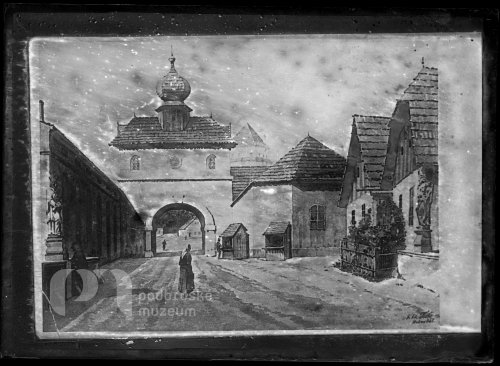 Snímek kresby Březnické brány