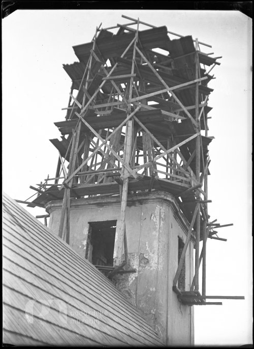 Oprava věže farního kostela