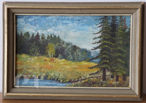 Zátiší v lese se dvěma srnkami